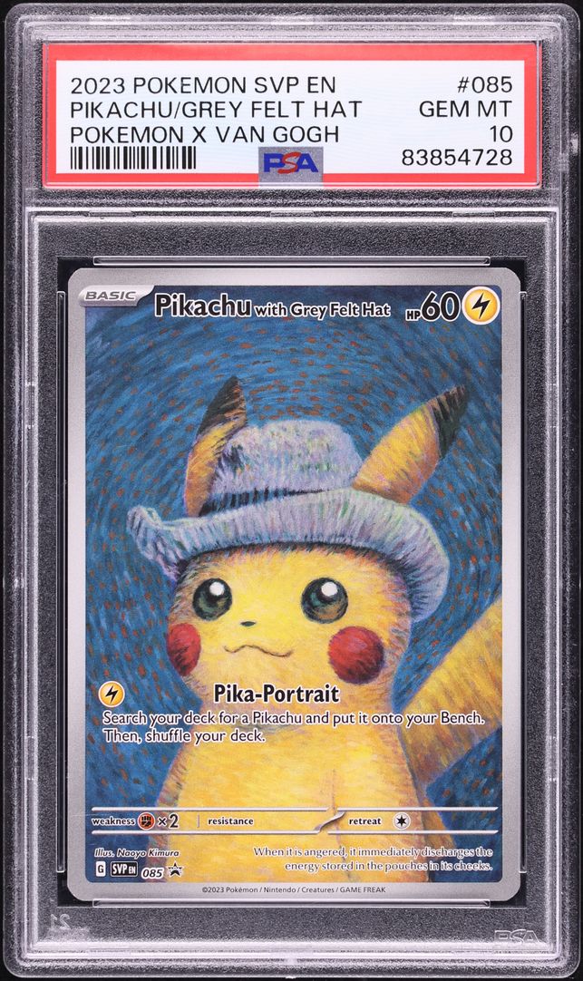 2023 Pokemon Scarlet & Violet Promo Van Gogh Pikachu With Grey Felt Hat #85 PSA 10 GEM MINT