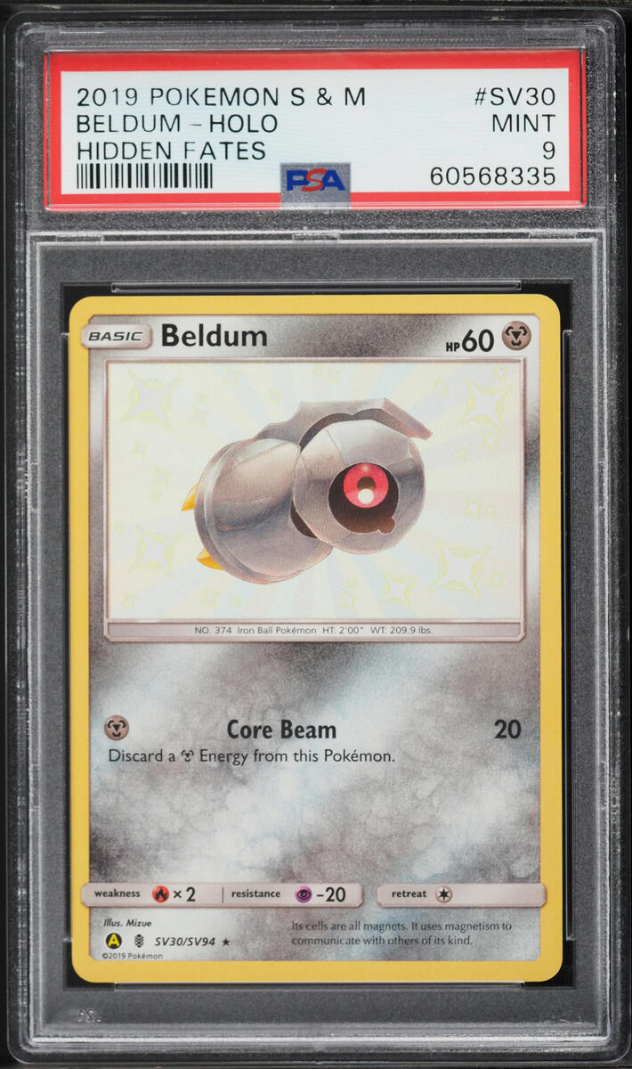 2019 Pokemon Sun & Moon Hidden Fates Holo Beldum #SV30 PSA 9 MINT