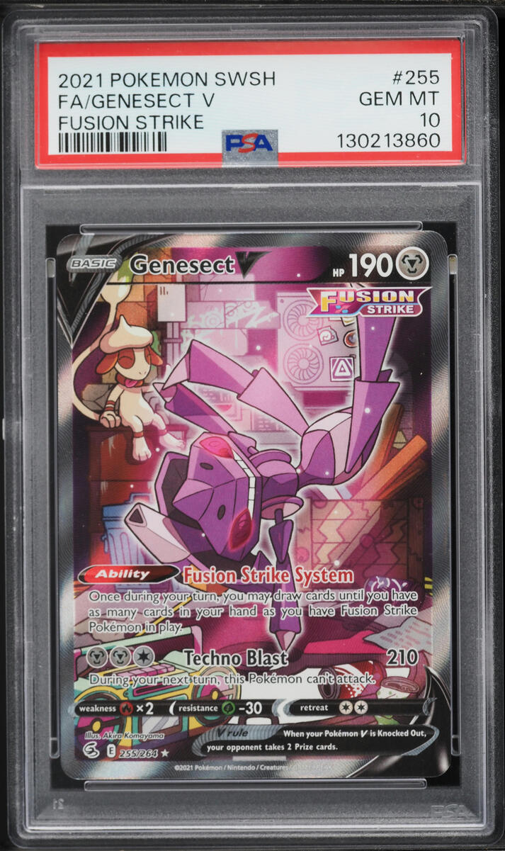 2021 Pokemon Sword & Shield Fusion Strike Full Art Genesect V #255 PSA 10 GEM MINT