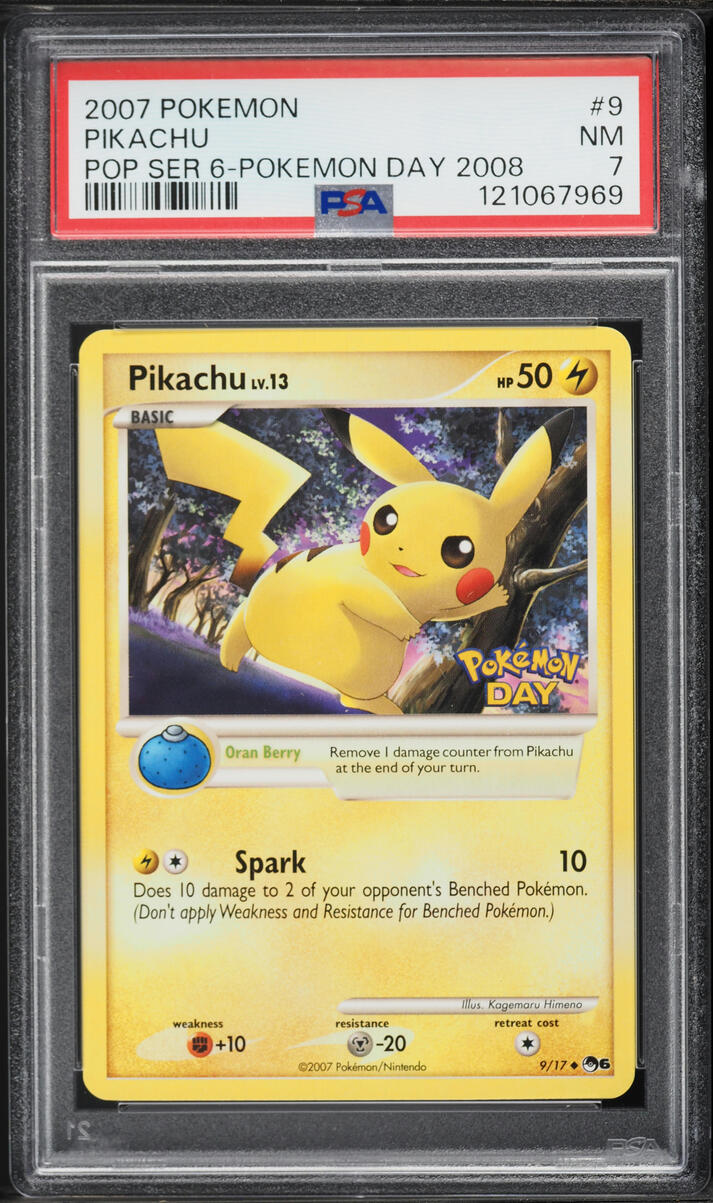 2007 Pokemon POP Series 6 Pokemon Day '08 Pikachu #9 PSA 7 NRMT