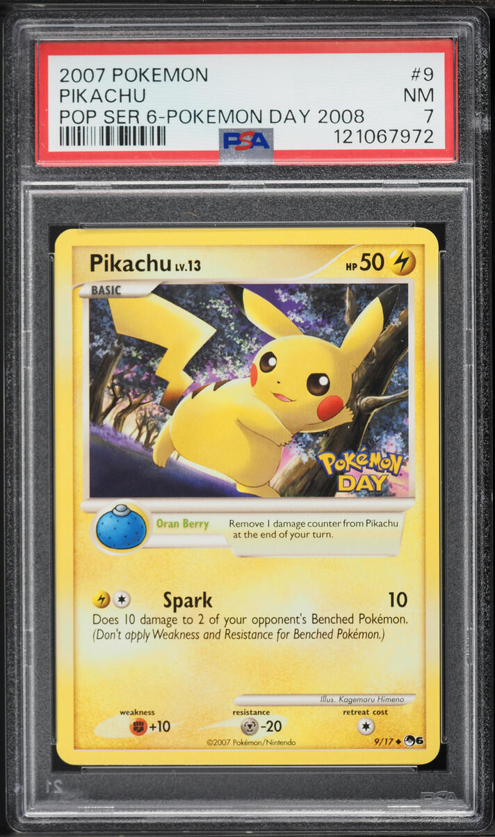 2007 Pokemon POP Series 6 Pokemon Day '08 Pikachu #9 PSA 7 NRMT