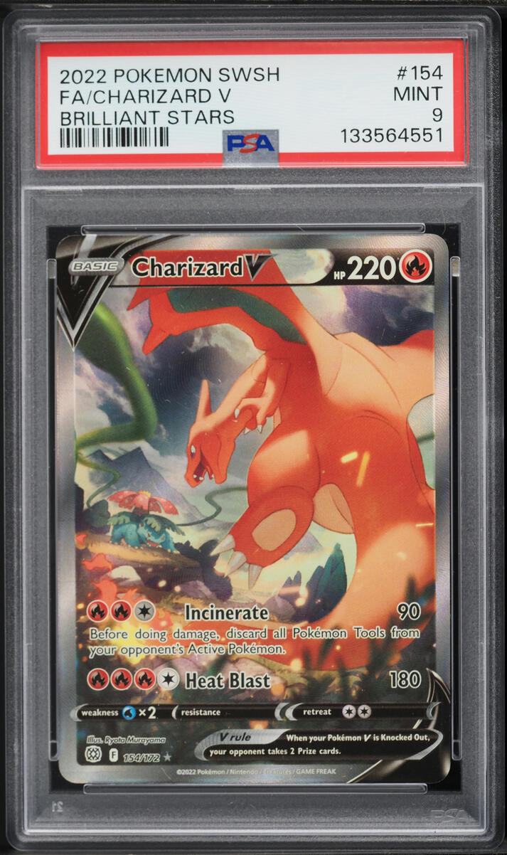 2022 Pokemon Sword & Shield Brilliant Stars Alt Art Charizard V #154 PSA 9 MINT