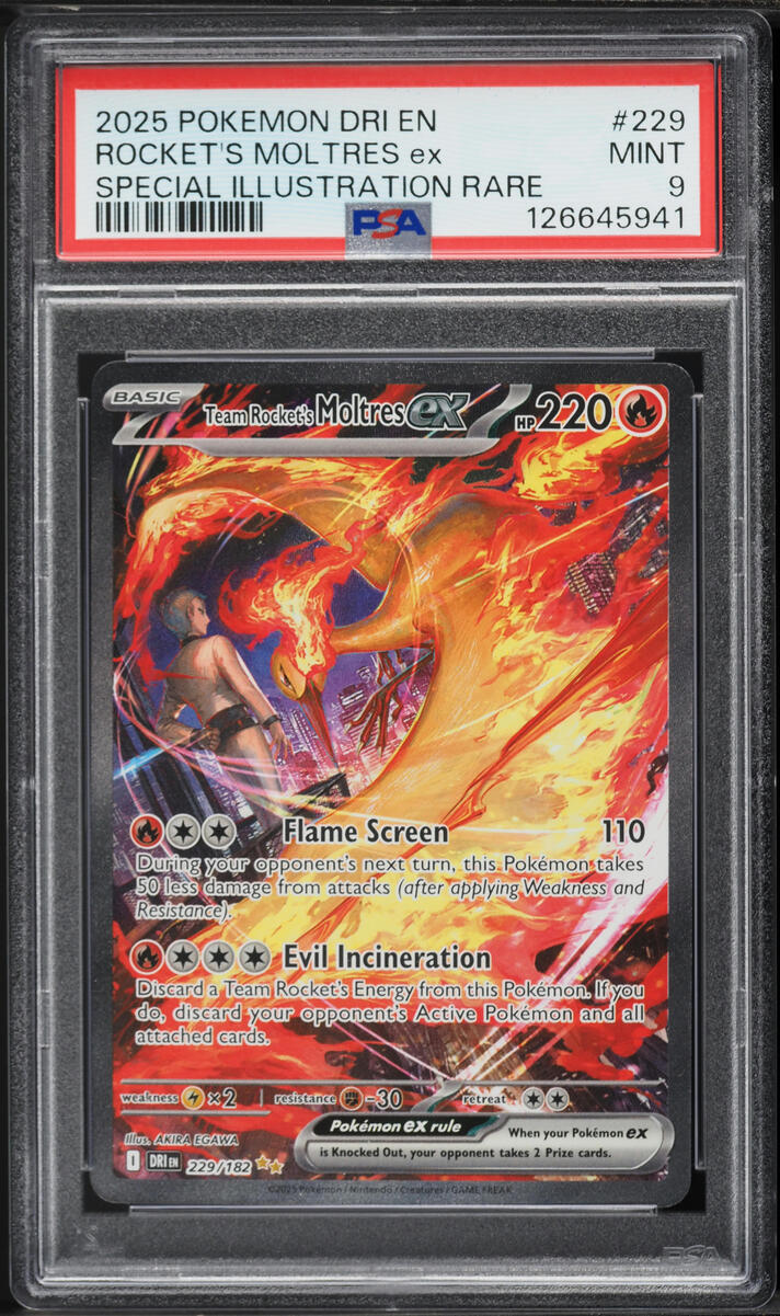 2025 Pokemon Scarlet & Violet Destined Rivals SIR Team Rocket's Moltres EX #229 PSA 9 MINT