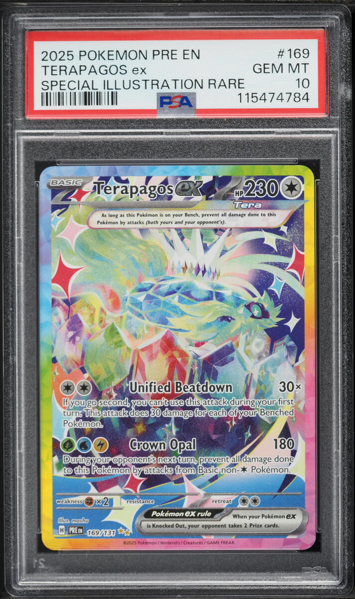 2025 Pokemon Scarlet & Violet Prismatic Evolutions SIR Terapagos EX #169 PSA 10 GEM MINT