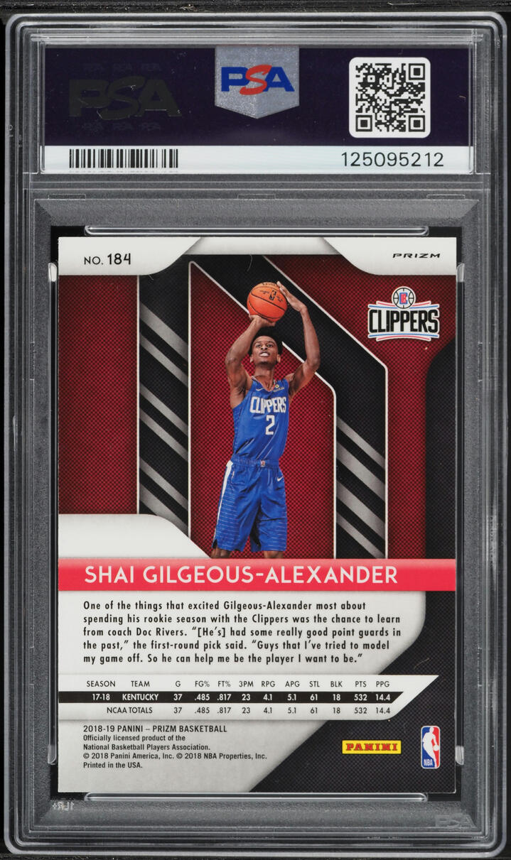 2018 Panini Prizm Silver Shai Gilgeous-Alexander ROOKIE #184 PSA 7 NRMT