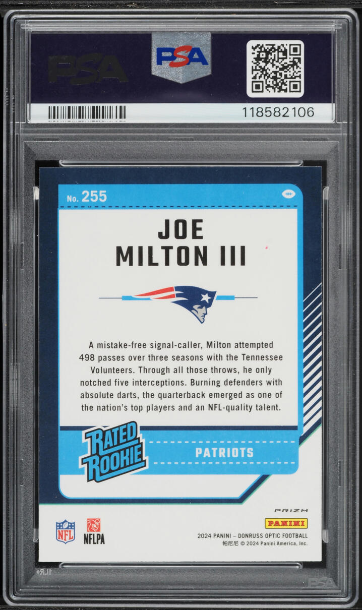 2024 Donruss Optic Red Mojo Joe Milton III ROOKIE #255 PSA 10 GEM MINT