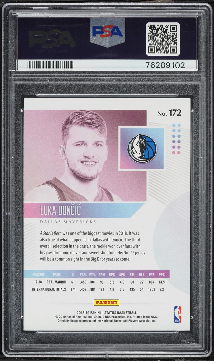 2018 Panini Status Luka Doncic ROOKIE #172 PSA 10 GEM MINT