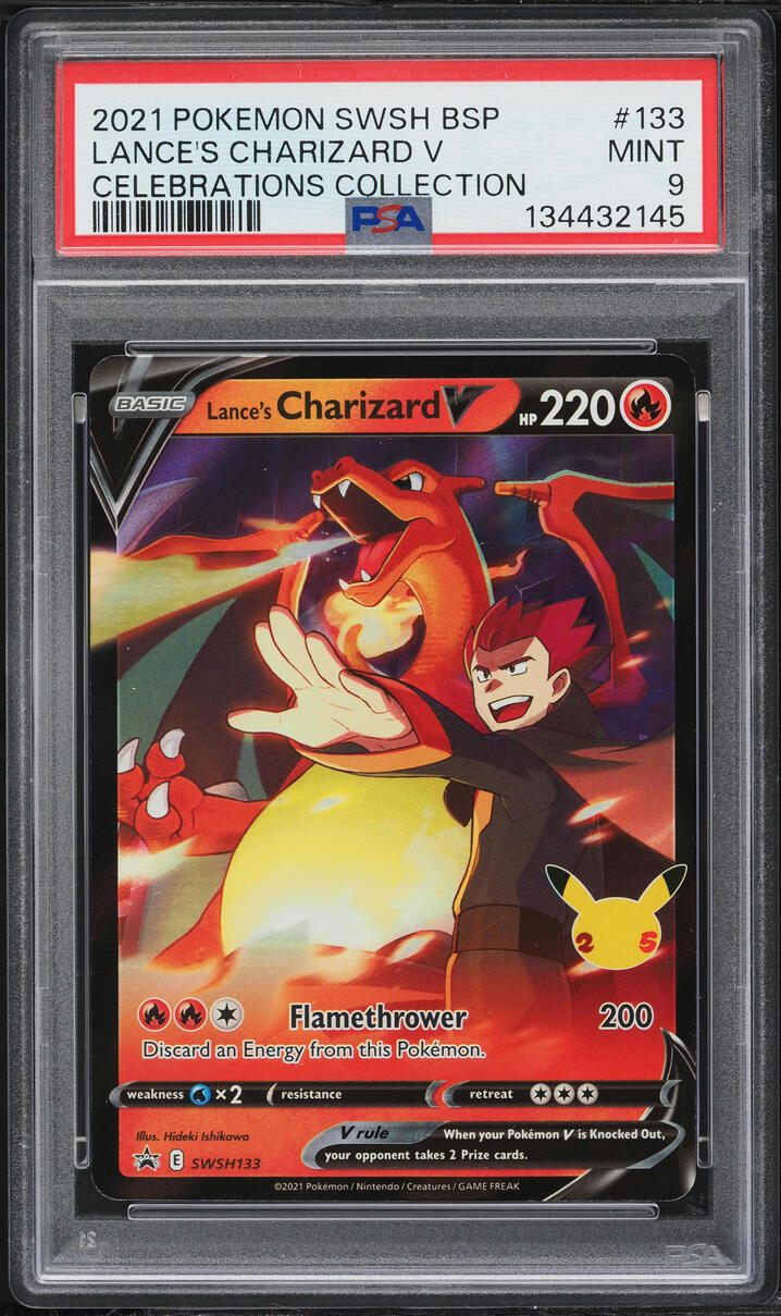 2021 Pokemon Sword & Shield Promo Celebrations Holo Lance's Charizard V #133 PSA 9 MINT