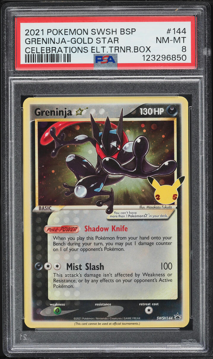2021 Pokemon Sword & Shield Promo Celebrations ETB Holo Greninja Gold Star #144 PSA 8 NM-MT