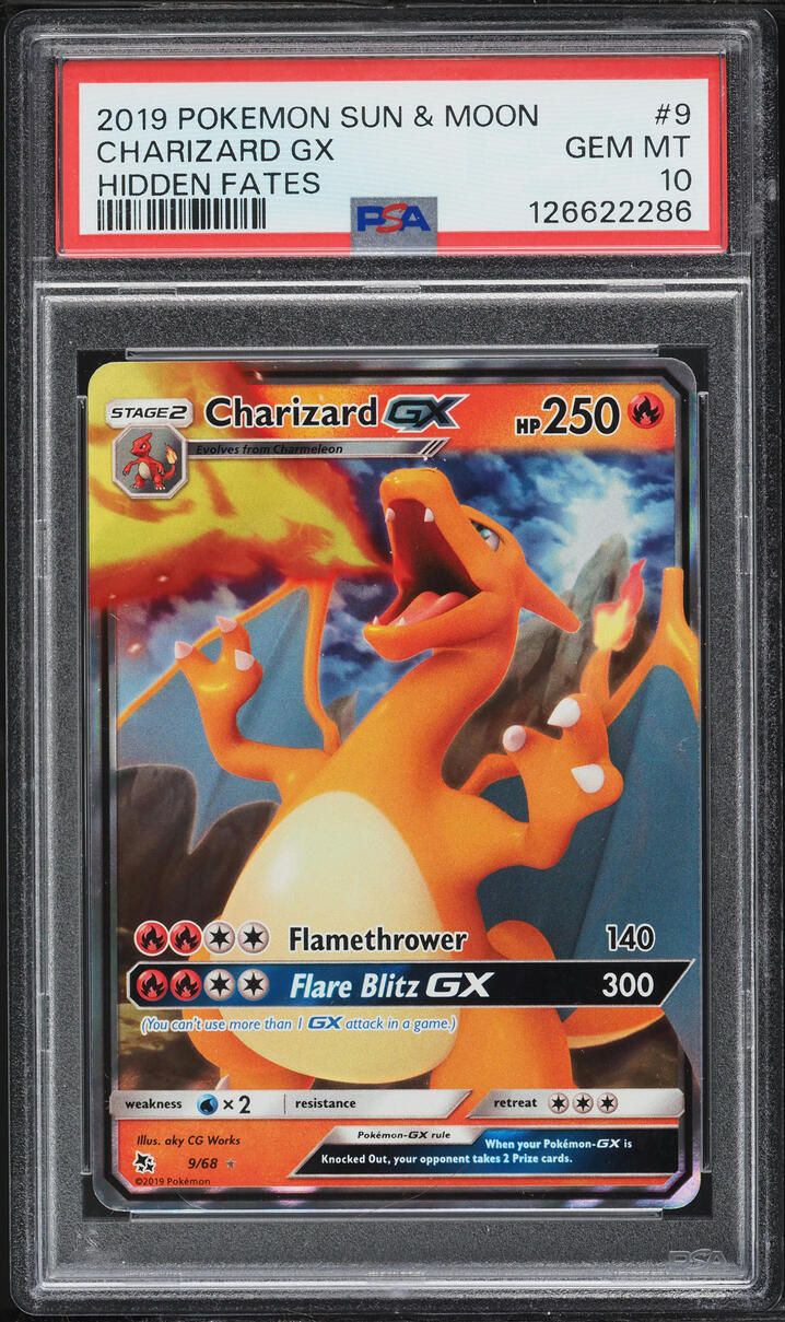 2019 Pokemon Sun & Moon Hidden Fates Full Art Charizard GX #9 PSA 10 GEM MINT