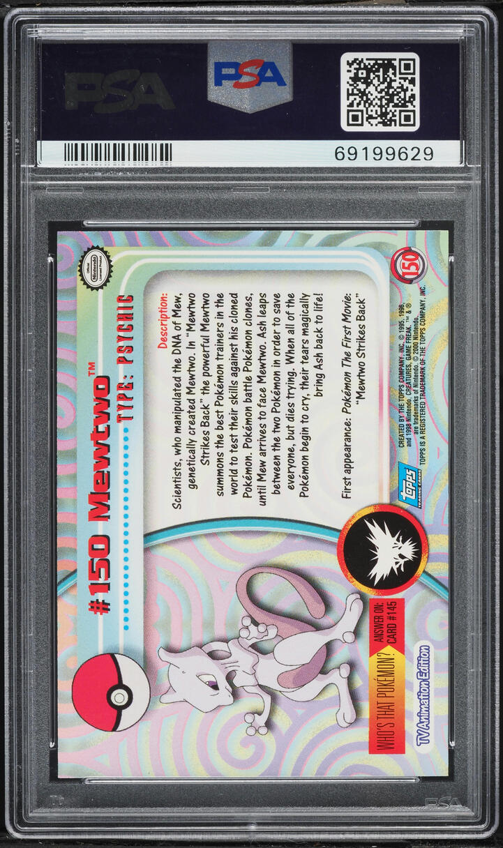 2000 Topps Pokemon TV Animation Series 3 Foil Mewtwo #150 PSA 10 GEM MINT