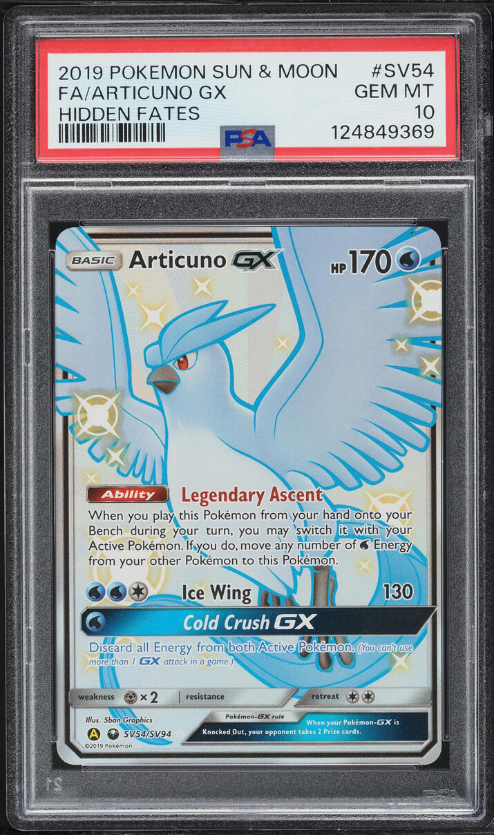 2019 Pokemon Sun & Moon Hidden Fates Shiny Vault Full Art Articuno GX #SV54  PSA 10 GEM MINT on Fanatics Collect