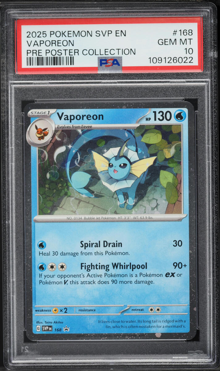 2025 Pokemon Scarlet & Violet Promo Poster Collection Vaporeon #168 PSA 10 GEM MINT