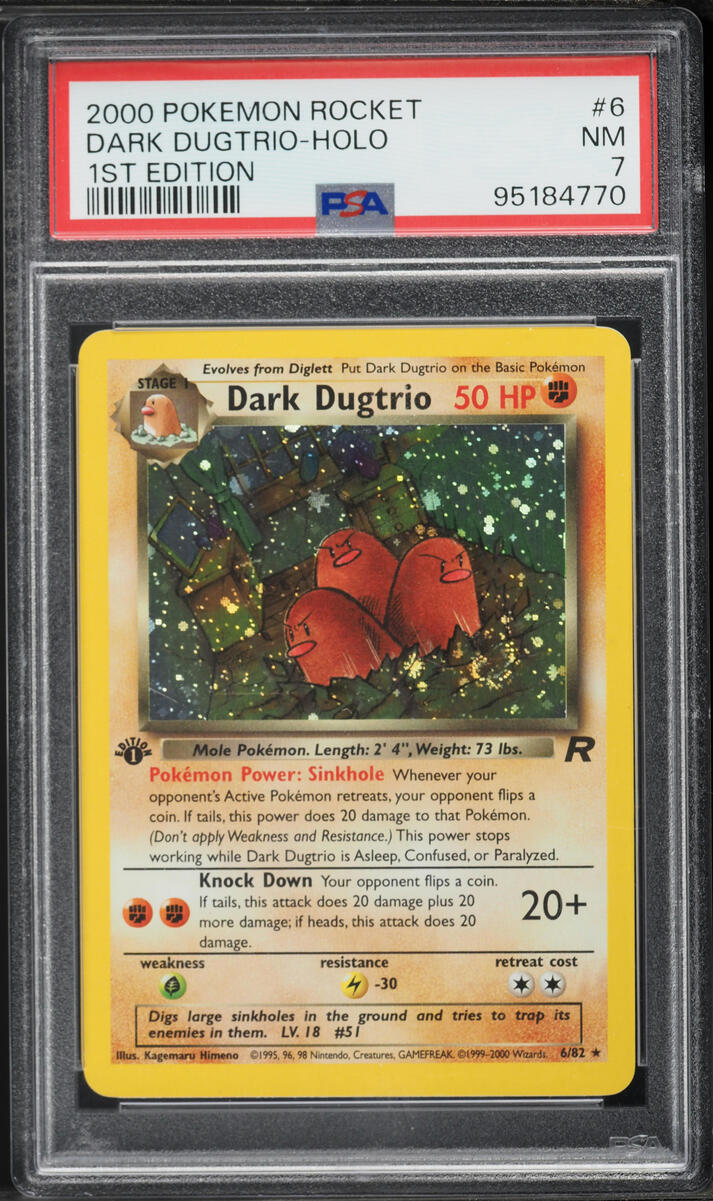 2000 Pokemon Team Rocket 1st Edition Holo Dark Dugtrio #6 PSA 7 NRMT