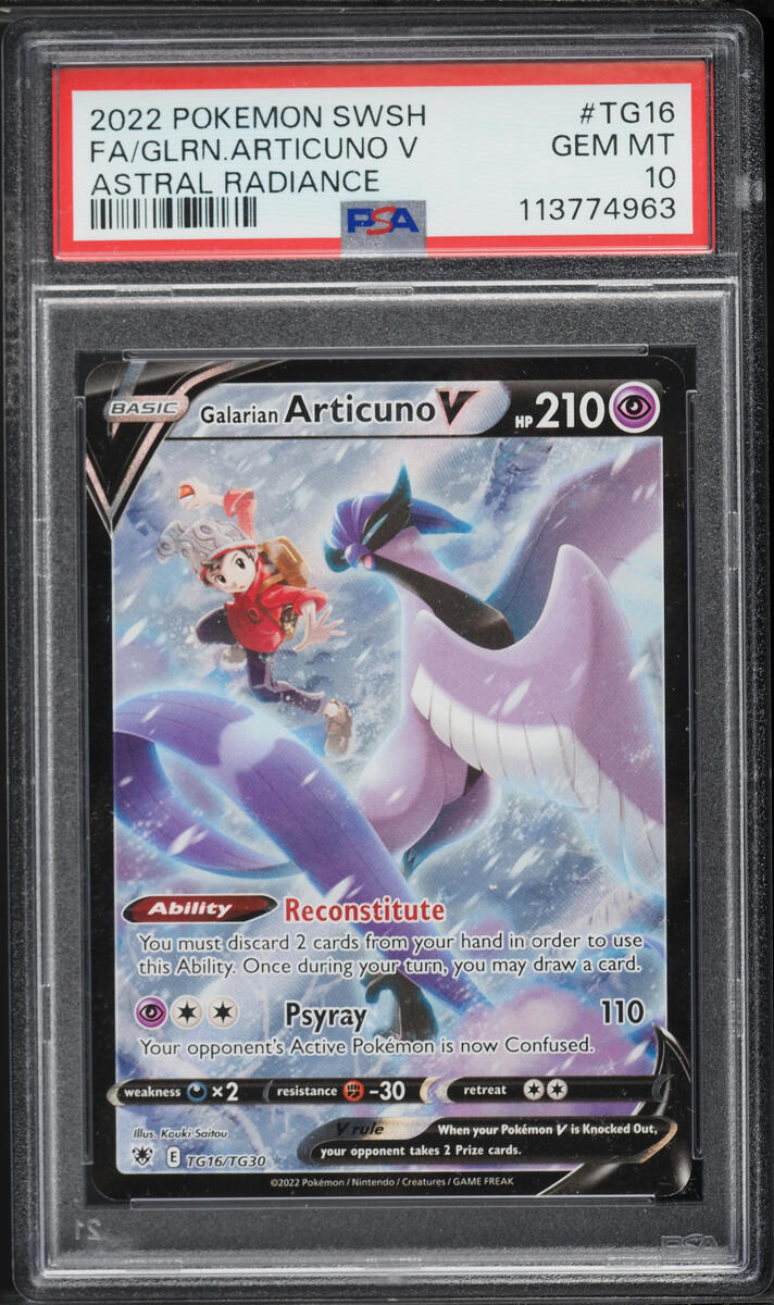 2022 Pokemon Sword & Shield Astral Radiance CHR Galarian Articuno V #TG16 PSA 10 GEM MINT