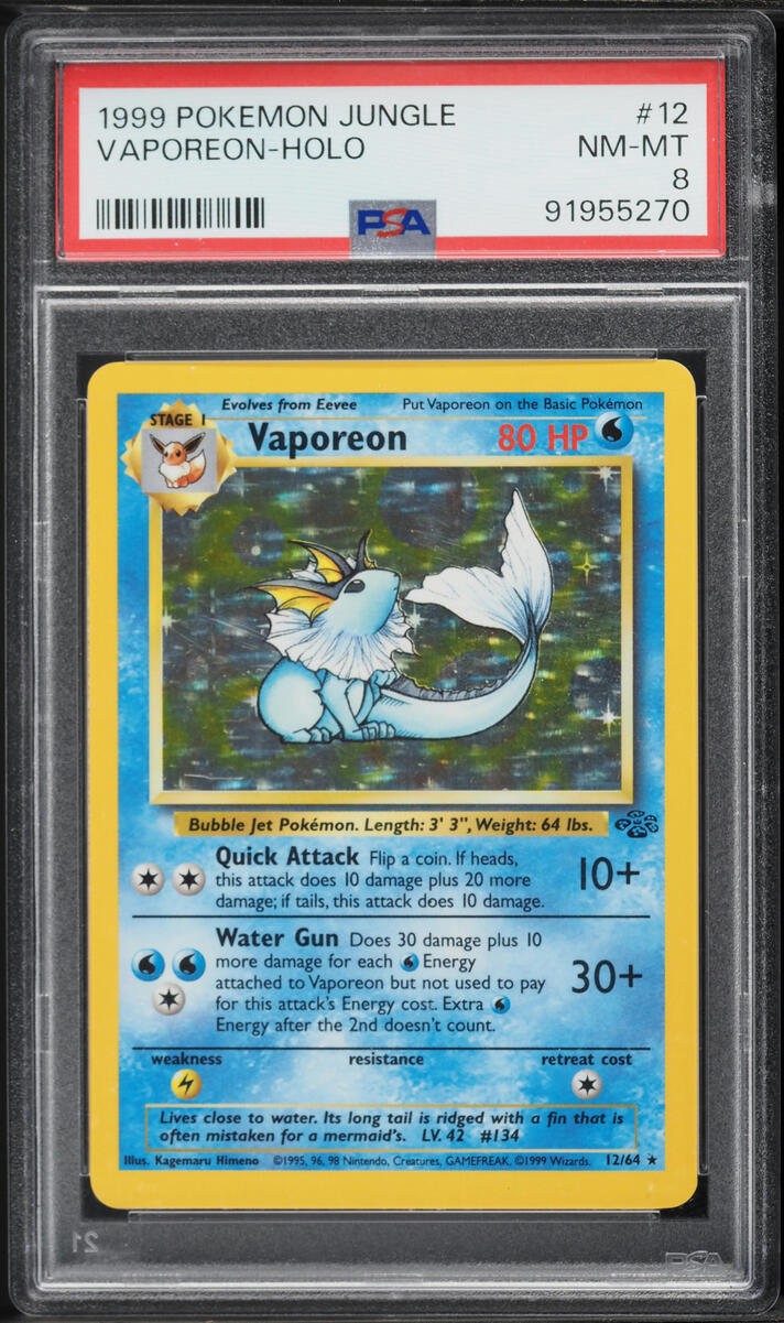 1999 Pokemon Jungle Holo Vaporeon #12 PSA 8 NM-MT