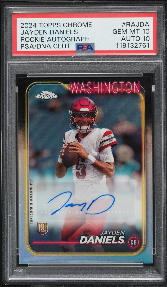 2024 Topps Chrome Jayden Daniels ROOKIE AUTO #RA-JDA DNA 10 Auto #RAJDA PSA 10 GEM MINT