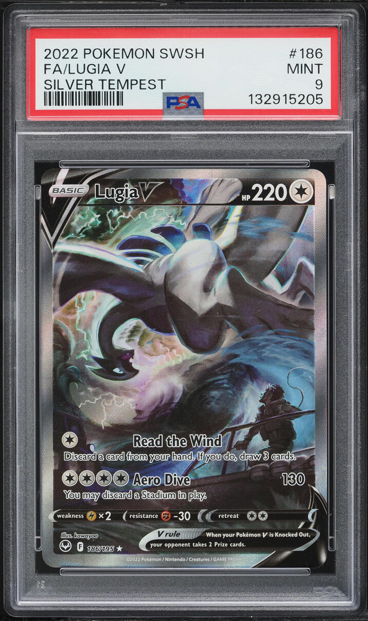 2022 Pokemon Sword & Shield Silver Tempest Alt Art Lugia V #186 PSA 9 MINT