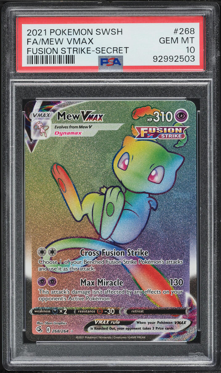 2021 Pokemon Sword & Shield Fusion Strike Rainbow Rare Mew VMAX #268 PSA 10  GEM MINT on Fanatics Collect