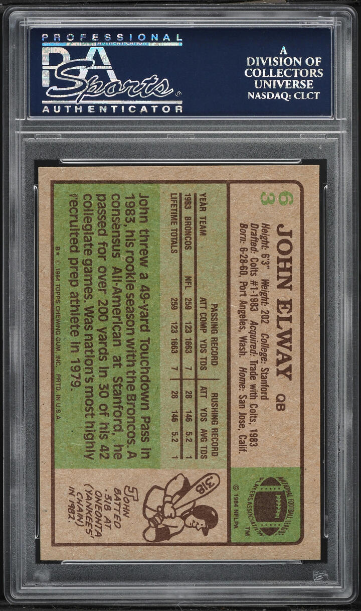 1984 Topps Football John Elway ROOKIE #63 PSA 8 NM-MT