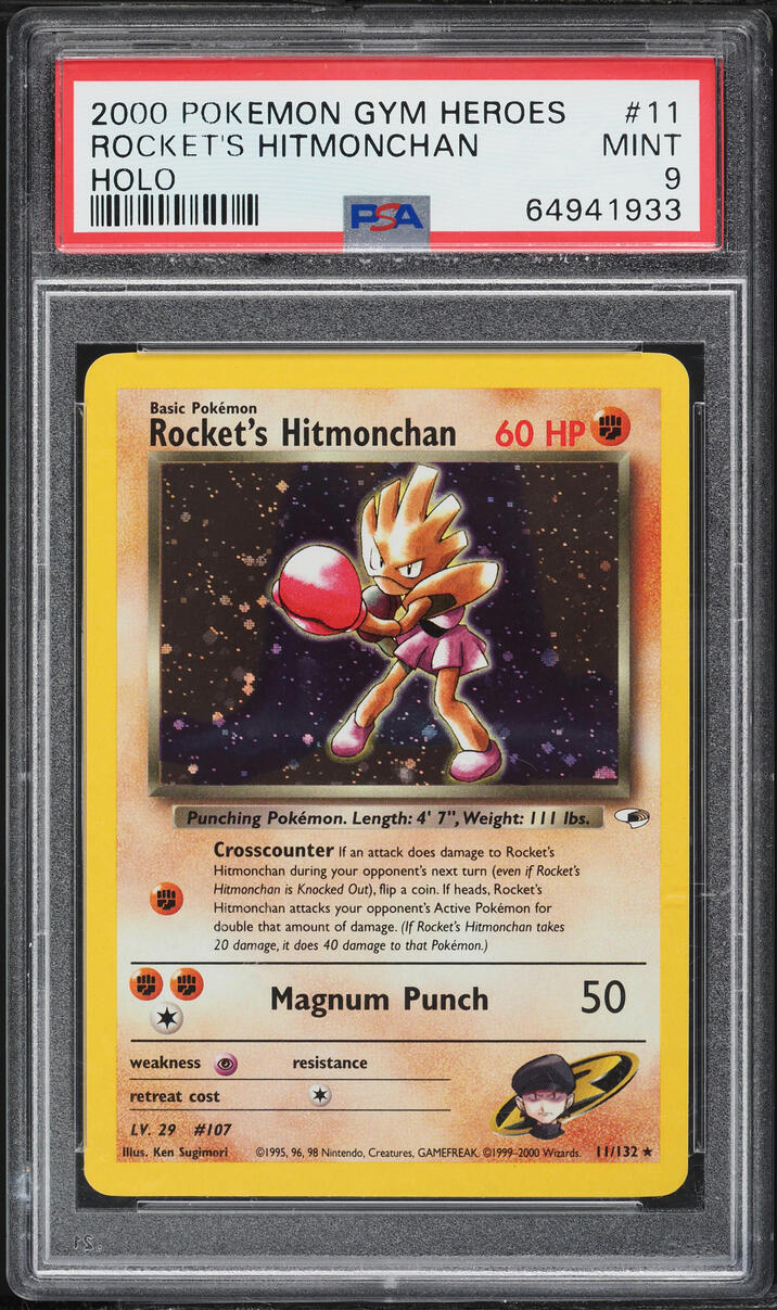 2000 Pokemon Gym Heroes Holo Rocket's Hitmonchan #11 PSA 9 MINT