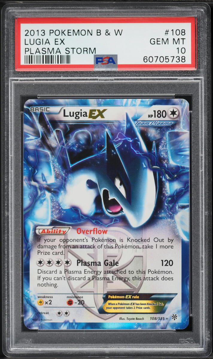 2013 Pokemon Black & White Plasma Storm Holo Lugia EX #108 PSA 10 GEM MINT