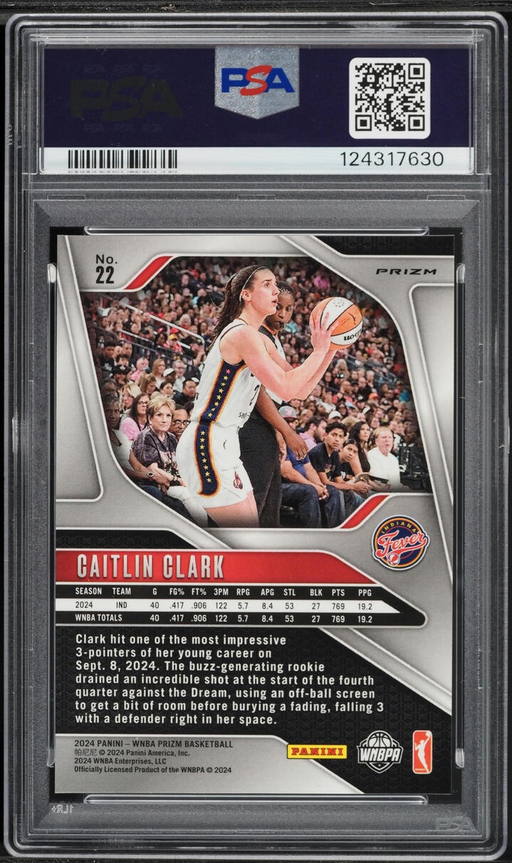 2024 Panini Prizm WNBA Blue Velocity Caitlin Clark ROOKIE #22 PSA 9 MINT