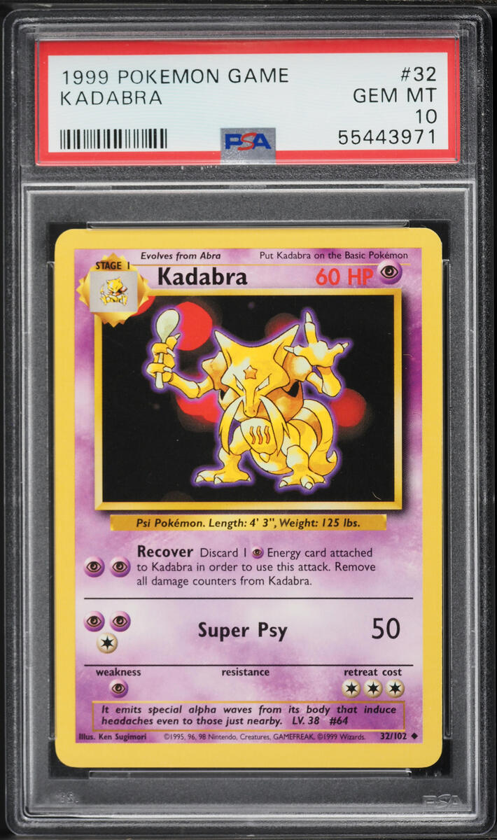 1999 Pokemon Base Set Kadabra #32 PSA 10 GEM MINT