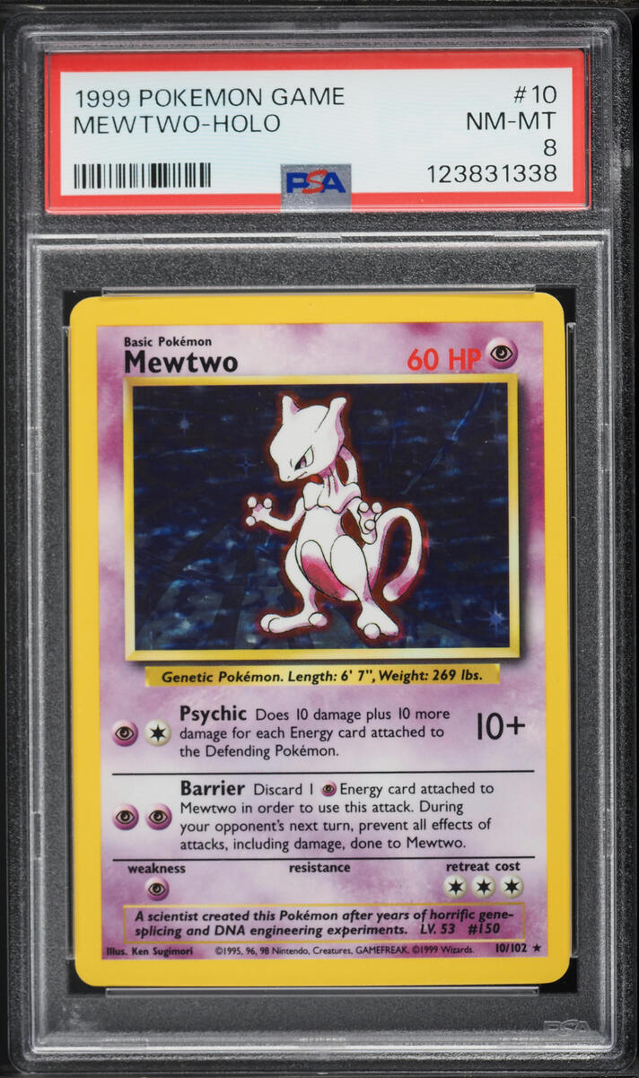 1999 Pokemon Base Set Holo Mewtwo #10 PSA 8 NM-MT