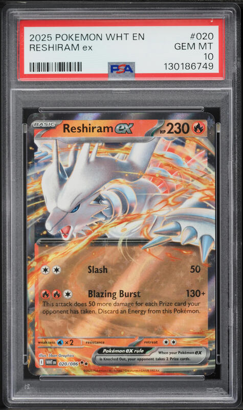 2025 Pokemon Scarlet & Violet White Flare Holo Reshiram ex #20 PSA 10 GEM MINT