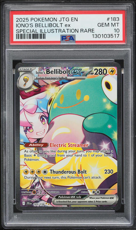 2025 Pokemon Scarlet & Violet Journey Together SIR Iono's Bellibolt ex #183 PSA 10 GEM MINT