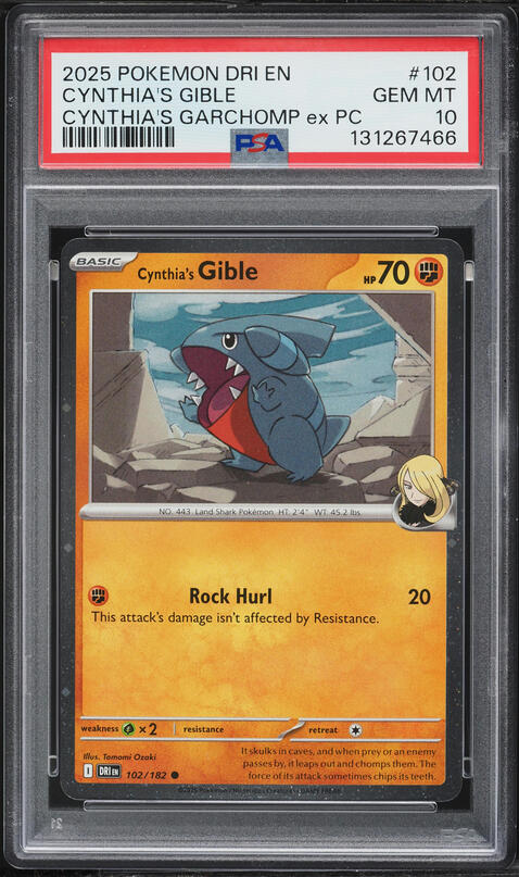 2025 Pokemon SV Destined Rivals Cynthia's Garchomp ex PC Cynthia's Gible #102 PSA 10 GEM MINT
