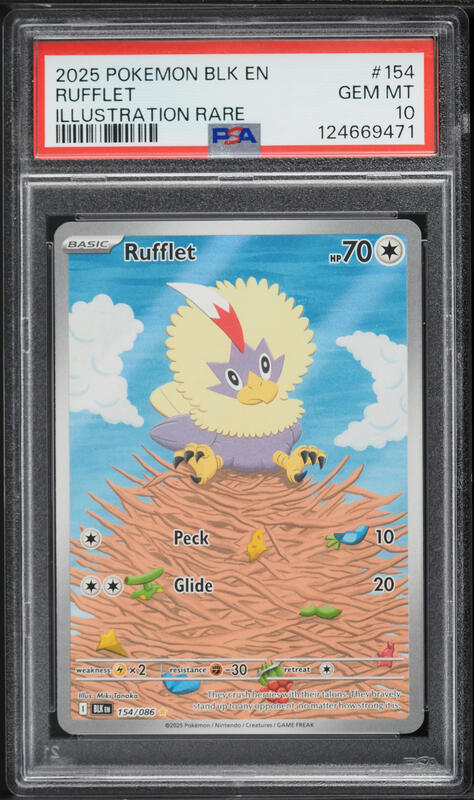 2025 Pokemon Scarlet & Violet Black Bolt IR Rufflet #154 PSA 10 GEM MINT