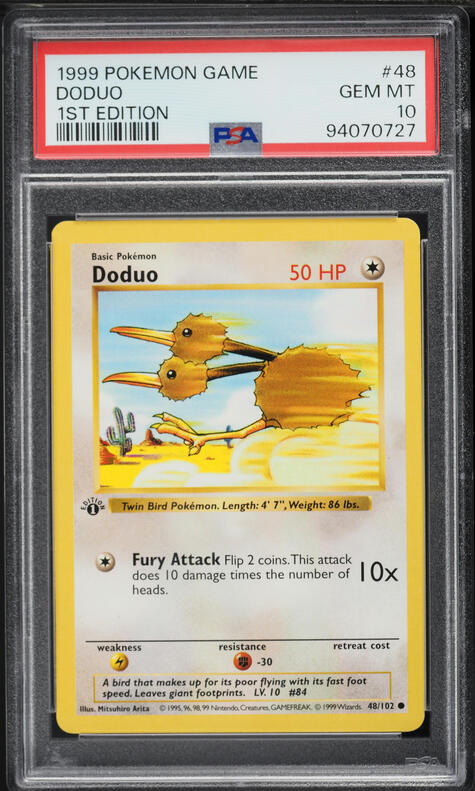 1999 Pokemon Base Set Shadowless 1st Edition Doduo #48 PSA 10 GEM MINT