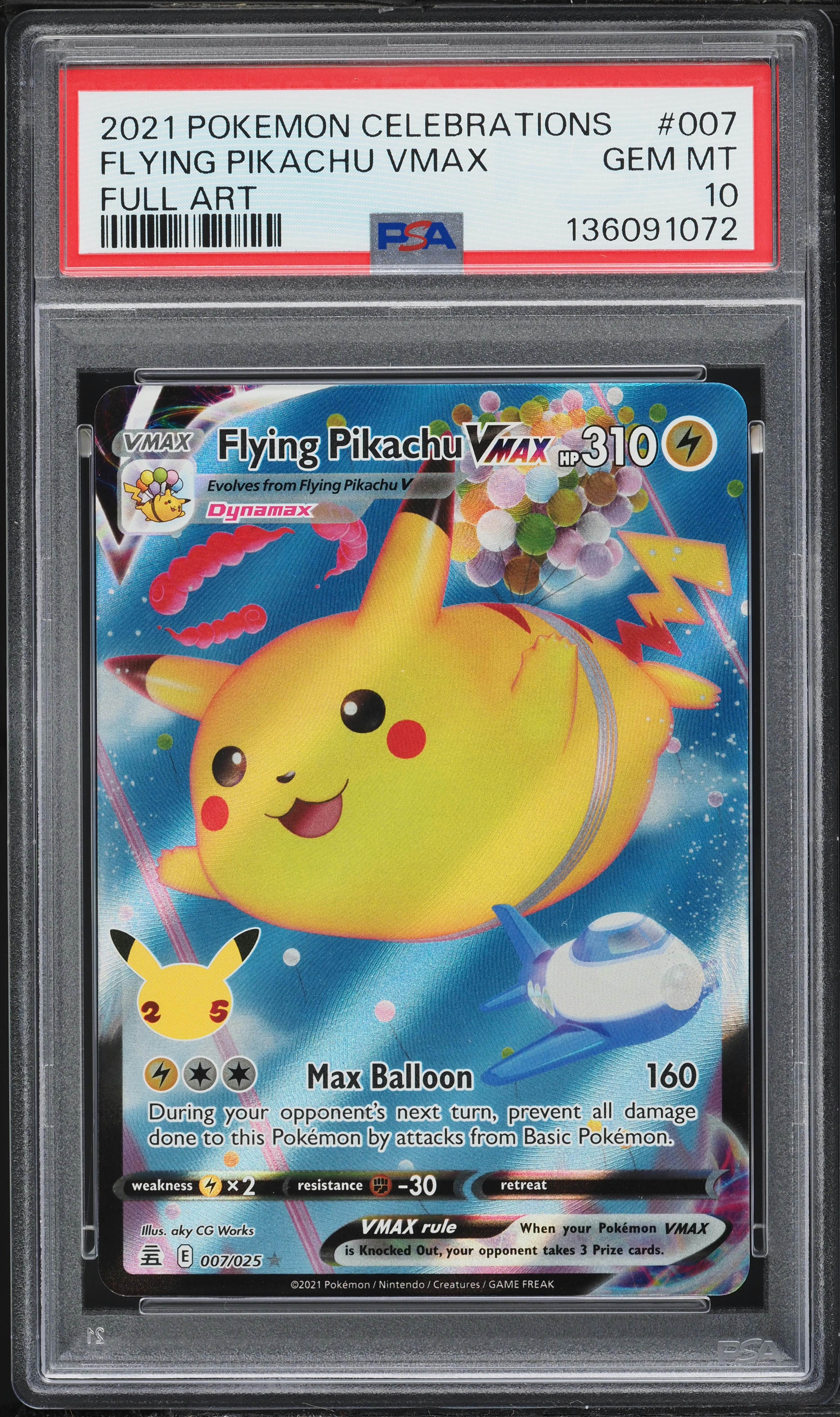 2021 Pokemon Sword & Shield Celebrations Full Art Flying Pikachu