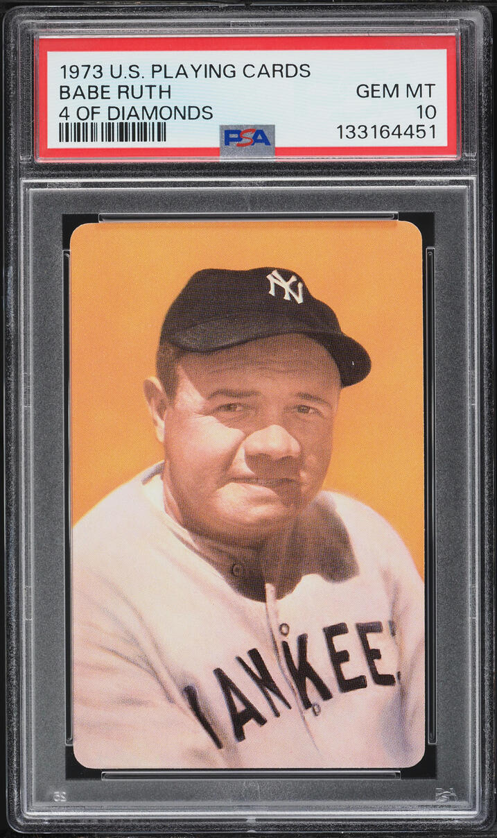 1973 U.S. Playing Cards Babe Ruth 4 OF DIAMONDS PSA 10 GEM MINT