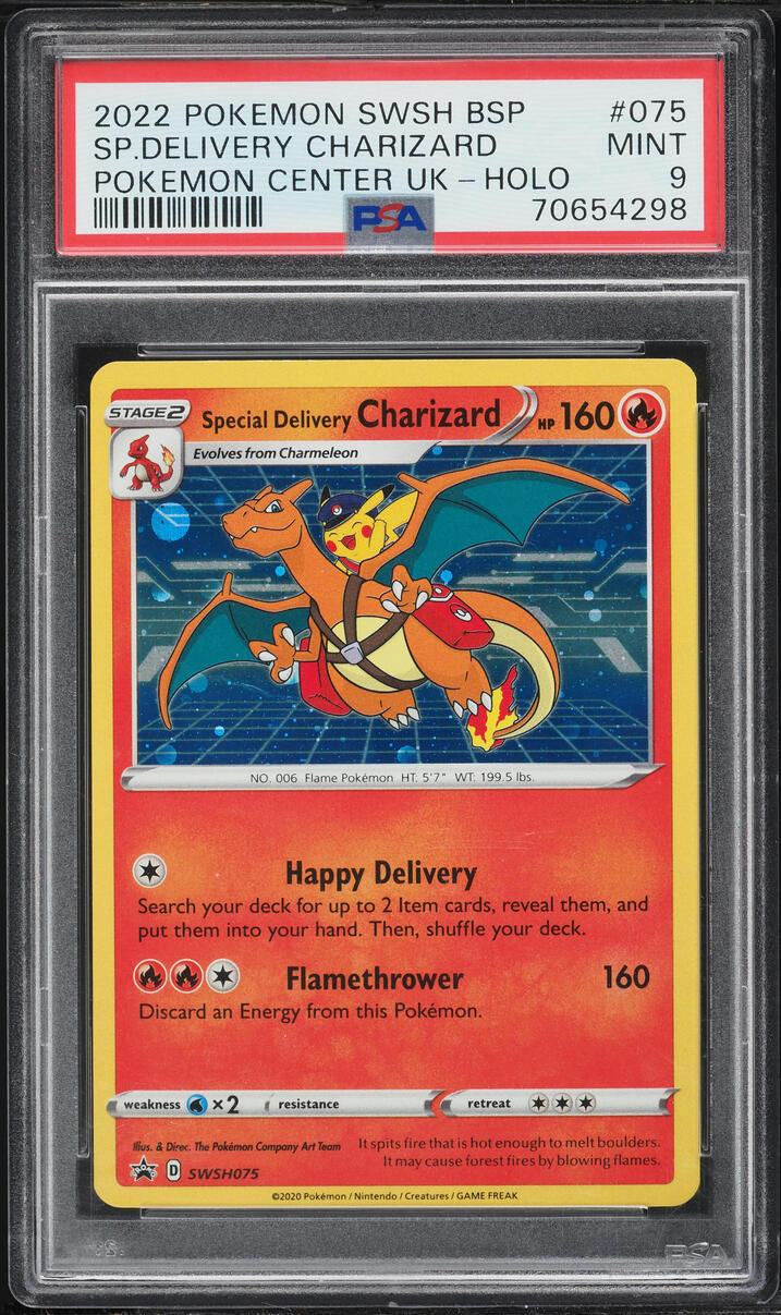 2022 Pokemon Sword & Shield Promo Center UK Holo Special Delivery Charizard #SWSH75 PSA 9 MINT
