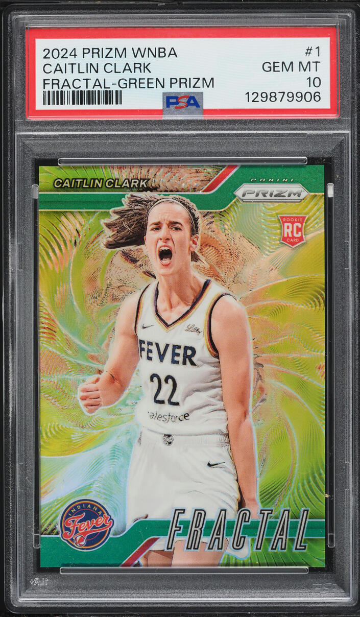 2024 Panini Prizm WNBA Fractal Green Caitlin Clark ROOKIE #1 PSA 10 GEM MINT