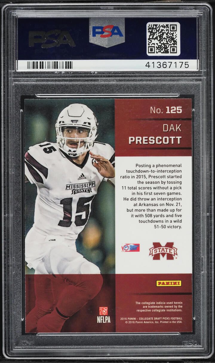 2016 Panini Prizm Draft Silver Dak Prescott ROOKIE #125 PSA 10 GEM