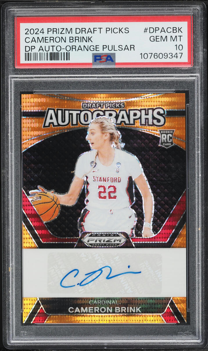 2024 Panini Prizm Draft Picks Orange Pulsar Cameron Brink ROOKIE AUTO #DPACBK PSA 10 GEM MINT