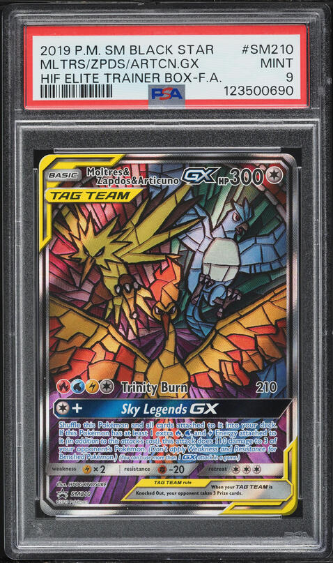 2019 Pokemon SM Promo Hidden Fates ETB Alt Art Moltres & Zapdos & Articuno GX #SM210 PSA 9 MINT