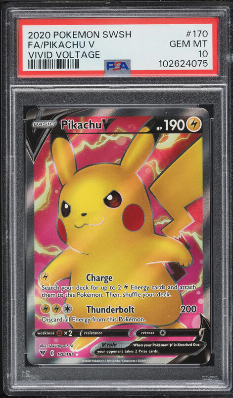 2020 Pokemon Sword & Shield Vivid Voltage Holo Pikachu V #43 PSA