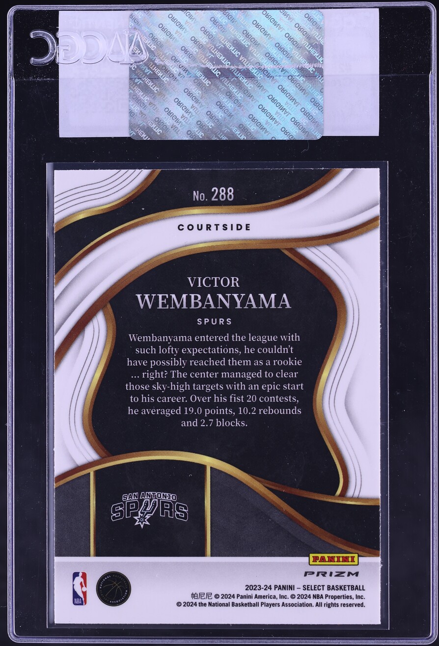 2023 Select Courtside Green White & Purple Prizm Victor Wembanyama ROOKIE #288 CGC AUTH