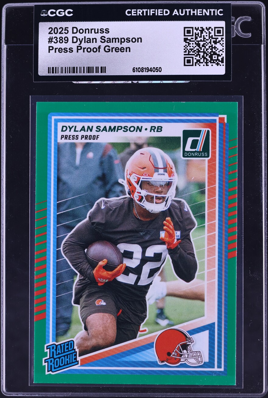 2025 Donruss Press Proof Green Dylan Sampson ROOKIE #389 CGC AUTH