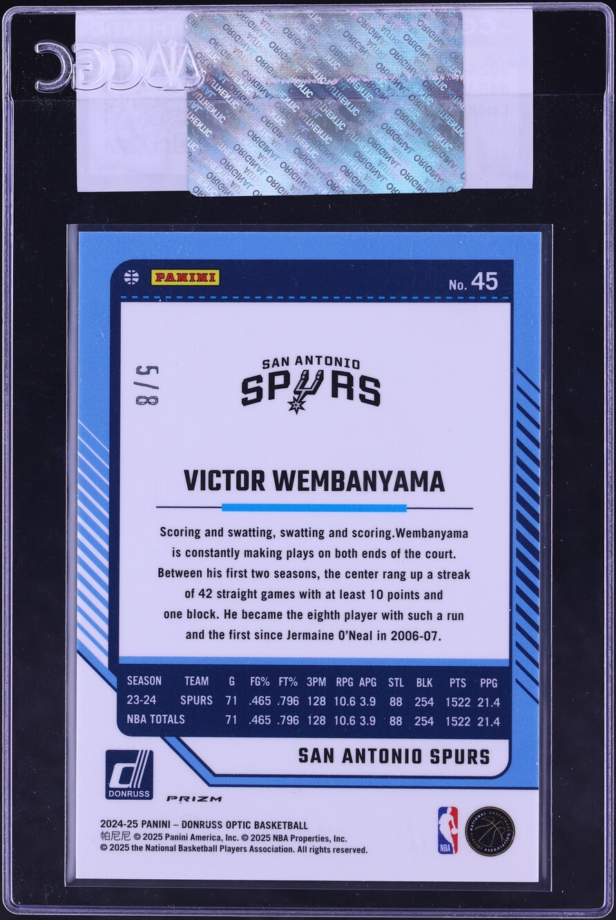 2024 Donruss Optic Lucky Envelopes Victor Wembanyama /8 #45 CGC AUTH