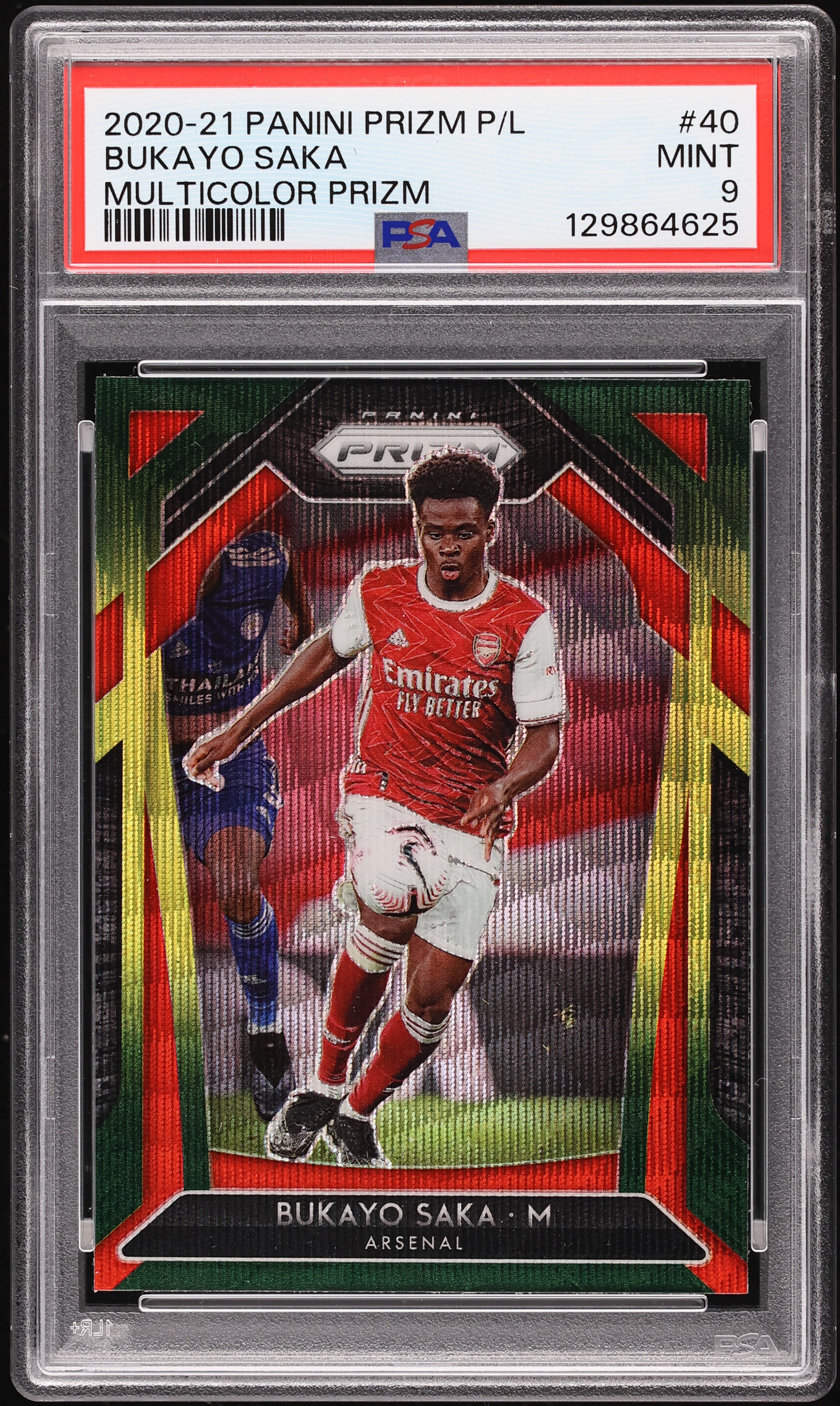 2020 Panini Prizm Premier League Multicolor Bukayo Saka #40 PSA 9
