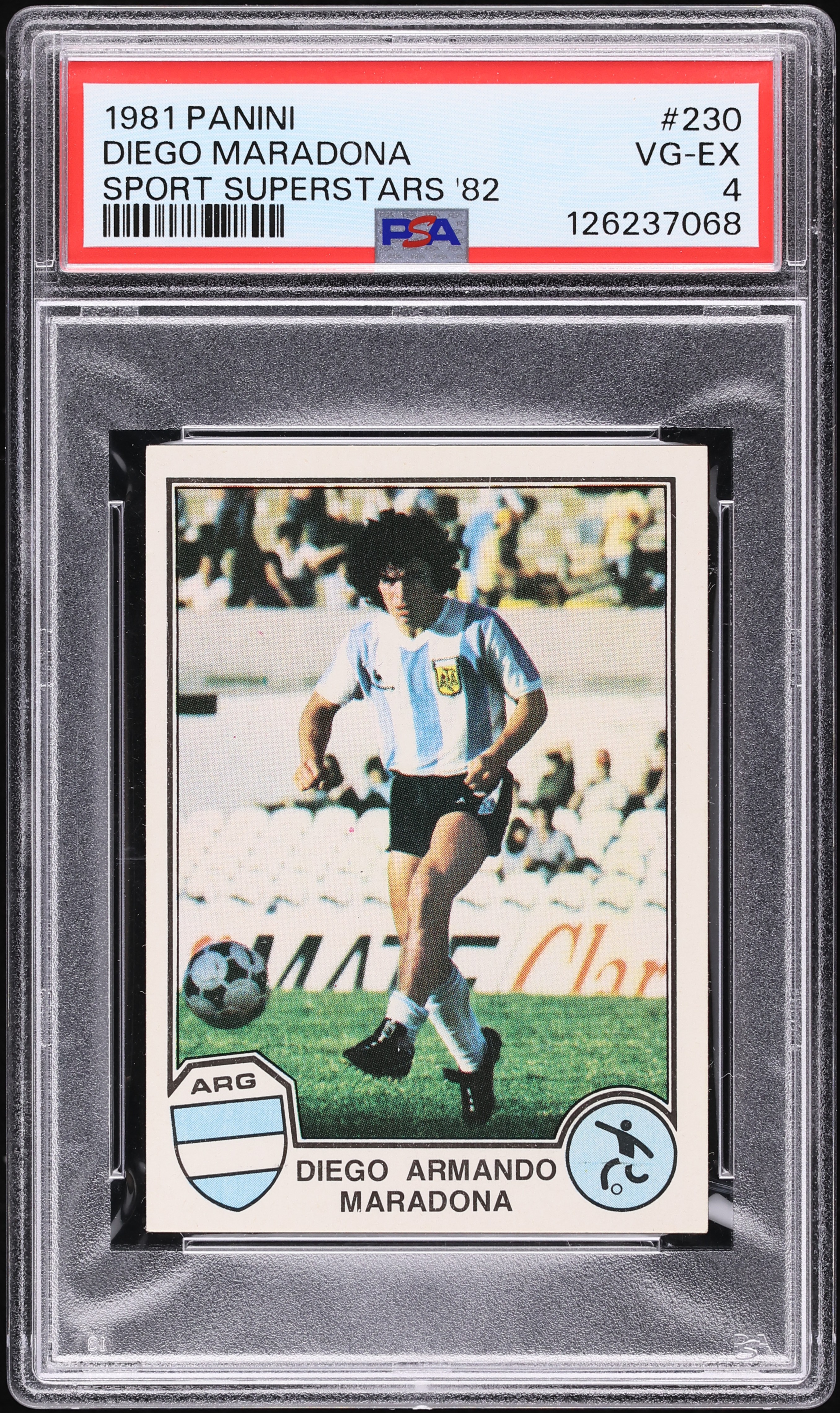 1981 Panini Sport Superstars '82 Diego Maradona #230 PSA 4 VGEX on