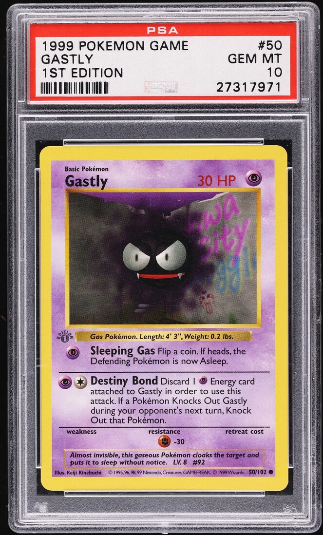 1999 Pokemon Base Set Shadowless 1st Edition Gastly #50 PSA 10 GEM MINT