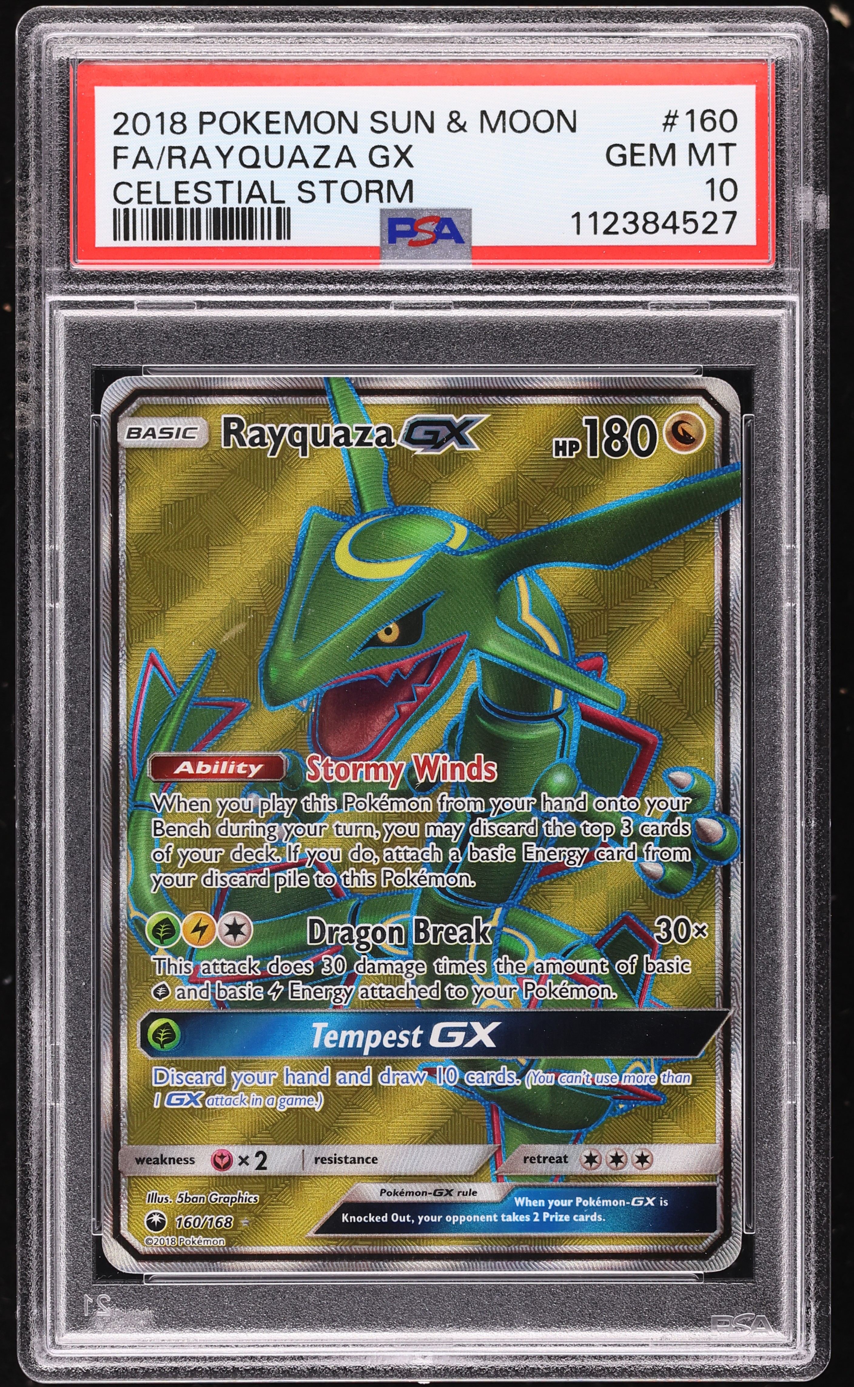 2018 Pokemon Sun & Moon Celestial Storm Full Art Rayquaza GX #160