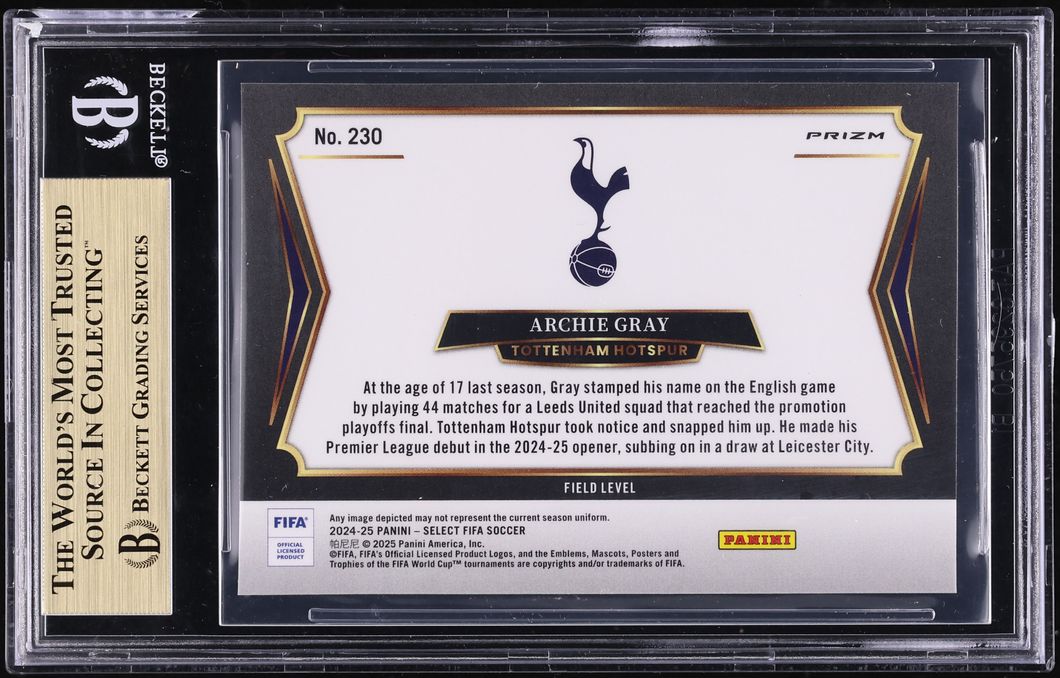 2024 Select FIFA Field Level White Sparkle Archie Gray ROOKIE #230 BGS 9.5 GEM MINT